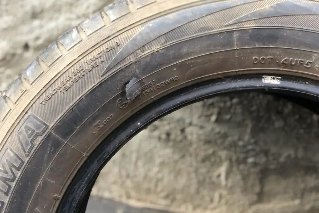 Tire Sidewall Damage on Tire